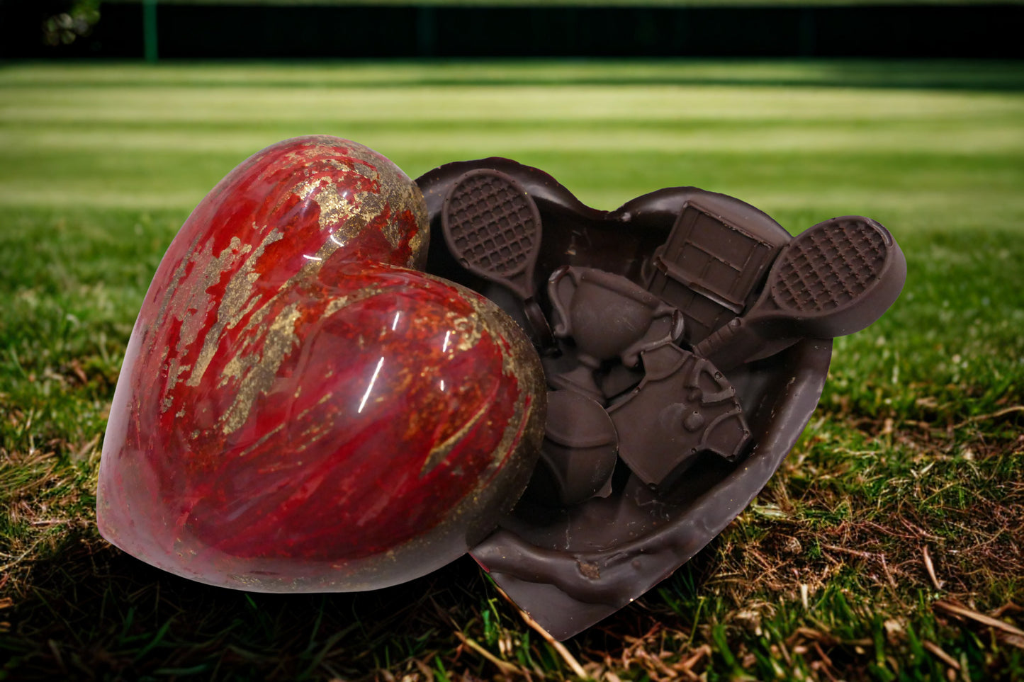 Cuore 3d al cioccolato fondente 65% Tema Tennis 170g