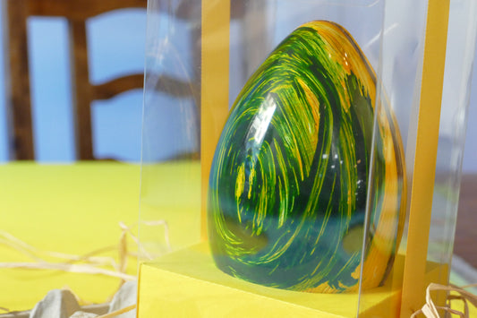 Uovo di Pasqua giallo verde - 250g - h 20cm - Non idoneo alla spedizione