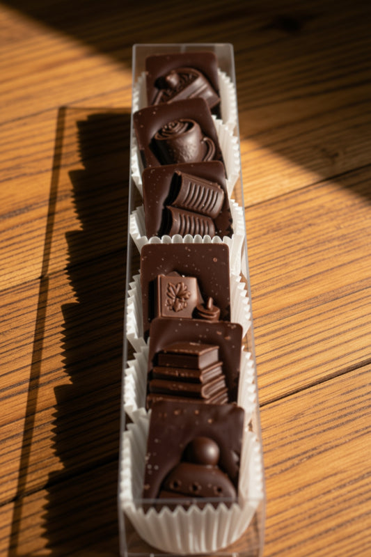 Blister 6 cioccolatini al cioccolato fondente 65%  60g  Autunno