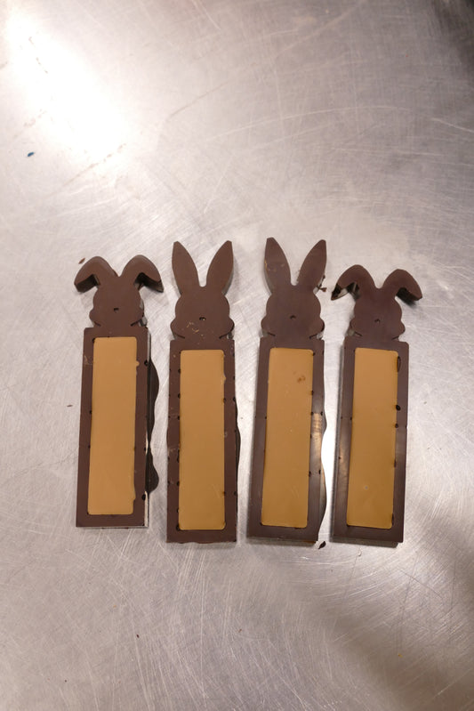 Coppia di Coniglietti al cioccolato fondente e cioccolato al caramello 90g