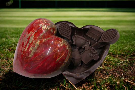 Cuore 3d al cioccolato fondente 65% Tema Tennis 170g